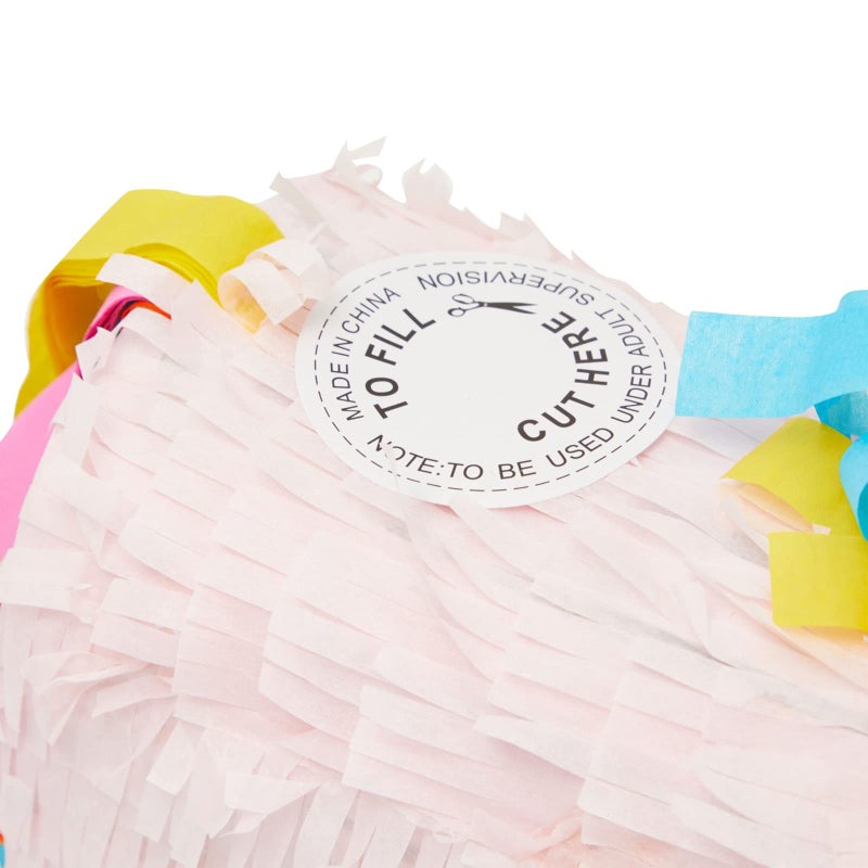 Blue Panda Unicorn Pinata for Girl - Small Pink 13 x 15.5 x 5 in - Princess Birthday Party Pinata & Rainbow Mane Theme - Easy-Fill Design - Image 5